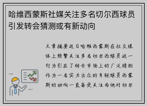 哈维西蒙斯社媒关注多名切尔西球员引发转会猜测或有新动向